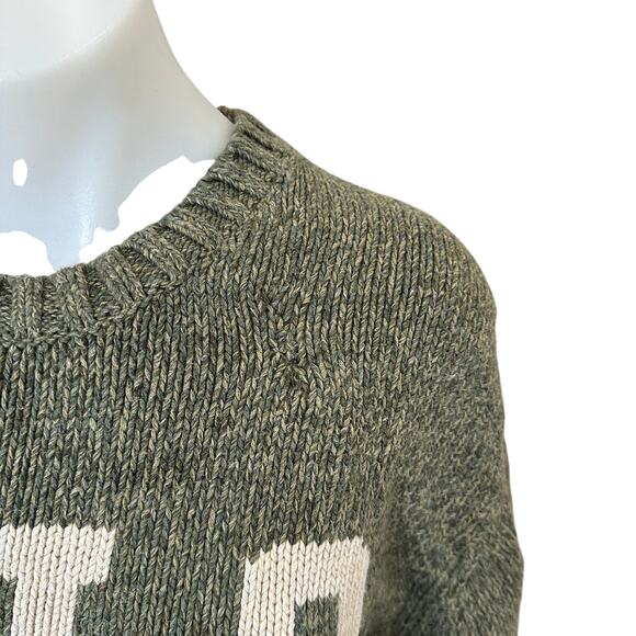 Polo Ralph Lauren Olive Green Logo Sweater LARGE Oversized Cotton Soft Cozy $300 - Picture 14 of 14